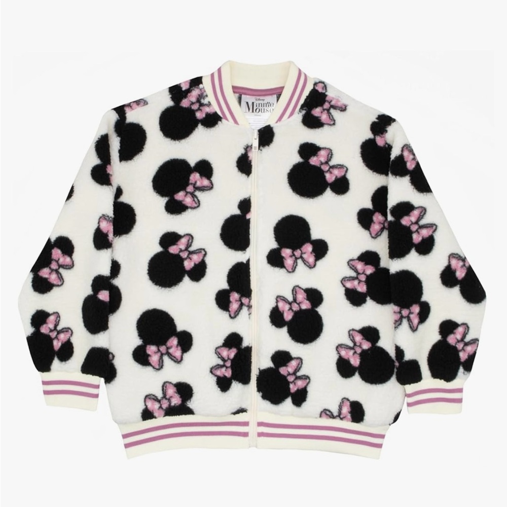 Disney Minnie Mouse White Jacket with Black and Pink Accents